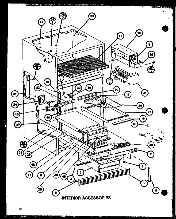 INTERIOR ACCESSORIES Diagram and Parts List for TC22J P7739013W Amana Refrigerator