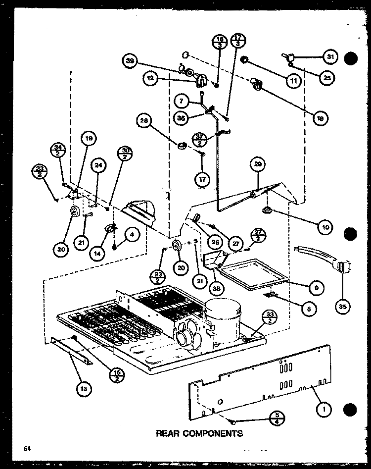 REAR COMPONENTS Diagram and Parts List for TC22J P7739013W Amana Refrigerator