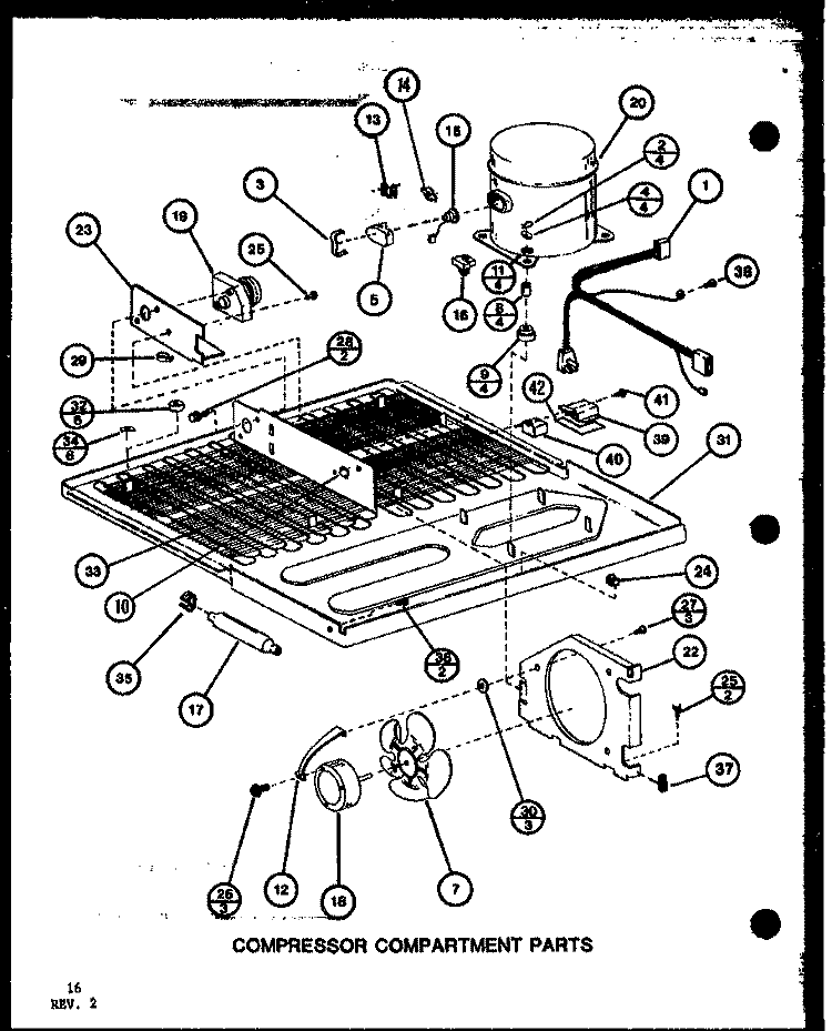COMPRESSOR COMPARTMENT PARTS Diagram and Parts List for TLI18K P7803223W Amana Refrigerator