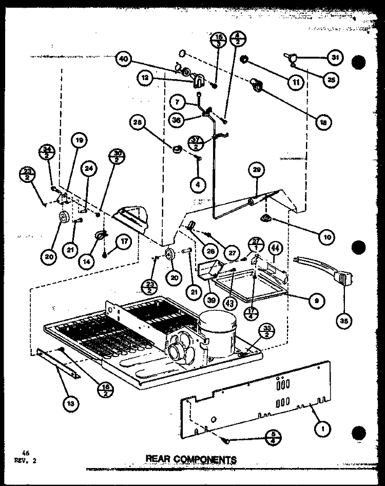 REAR COMPONENTS Diagram and Parts List for TL22K P7859204W Amana Refrigerator