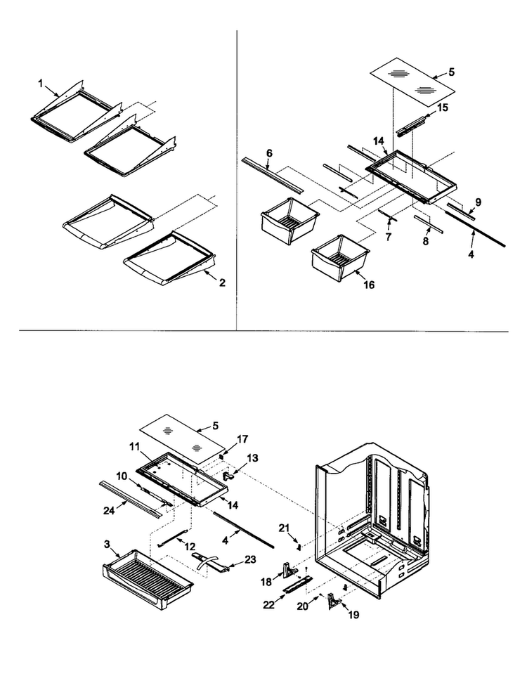 Refrigerator Shelving Diagram and Parts List for XRBS209BWR-PXRBS209BWR0  Amana Refrigerator