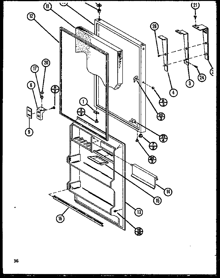 Page 16 Diagram and Parts List for TM20N P1106105W Amana Refrigerator