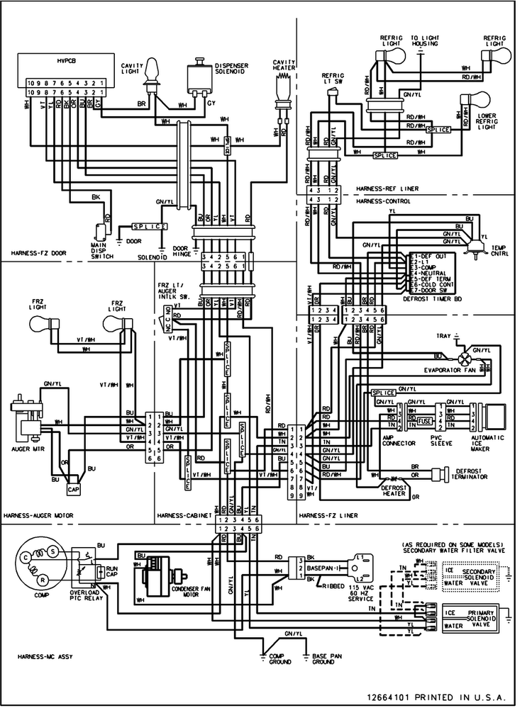 Wiring Information Diagram and Parts List for PSD268LGEB-PPSD268LGEB0  Maytag Refrigerator