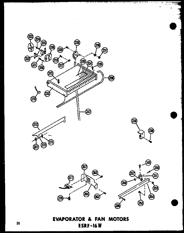 EVAP & FAN MOTORS ESRF - 16W Diagram and Parts List for ESRF-16W P6030352W Amana Refrigerator