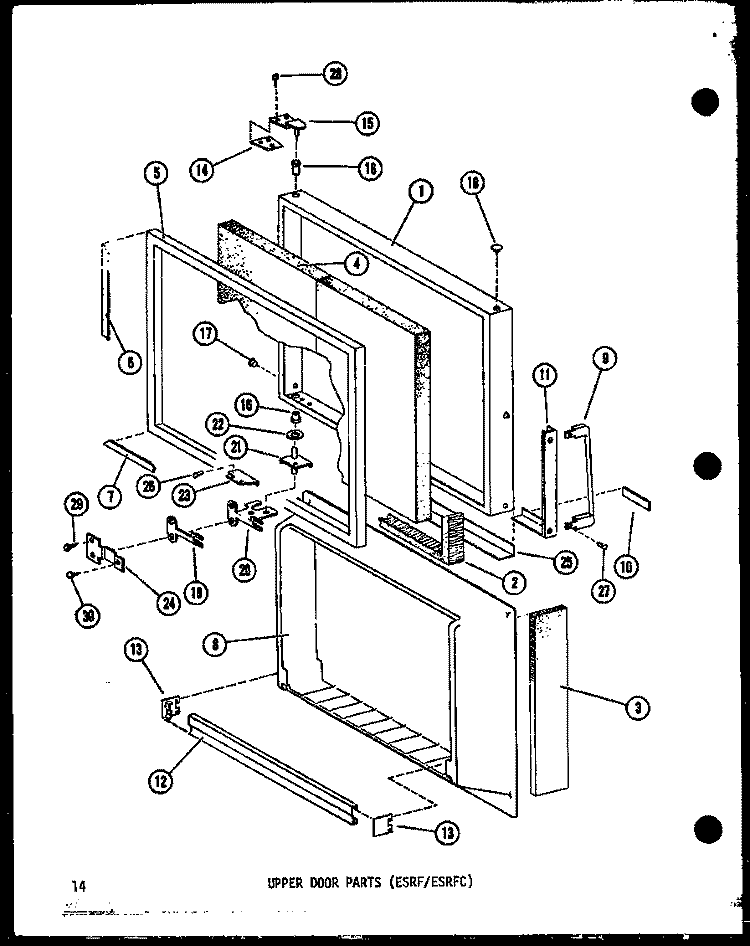 UPPER DOOR PARTS (ESRF / ESRFC) Diagram and Parts List for ESRF14B P6030367W Amana Refrigerator