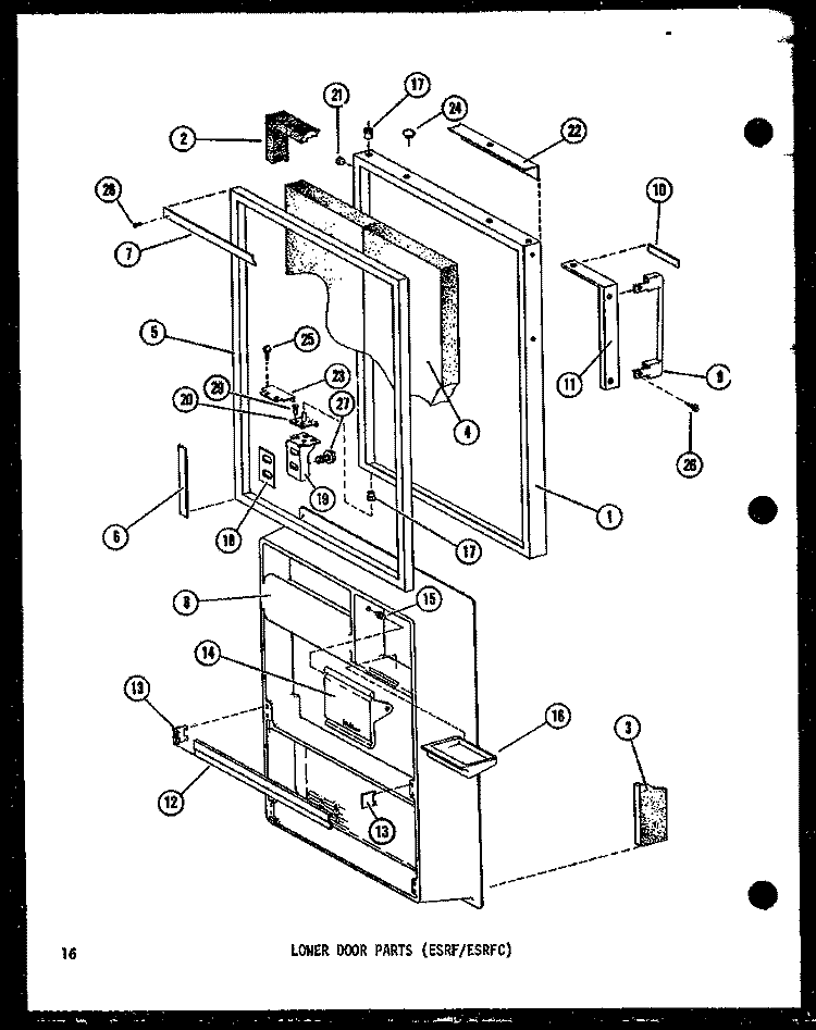 LOWER DOOR PARTS Diagram and Parts List for ESRF16B-A P6030386W A Amana Refrigerator