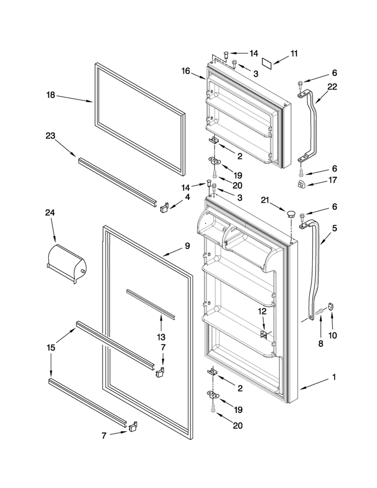 Door Parts Diagram and Parts List for A8TXNGFXW00  Amana Refrigerator
