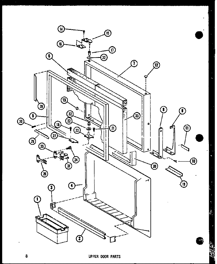 UPPER DOOR PARTS Diagram and Parts List for TC18E P7466014W Amana Refrigerator