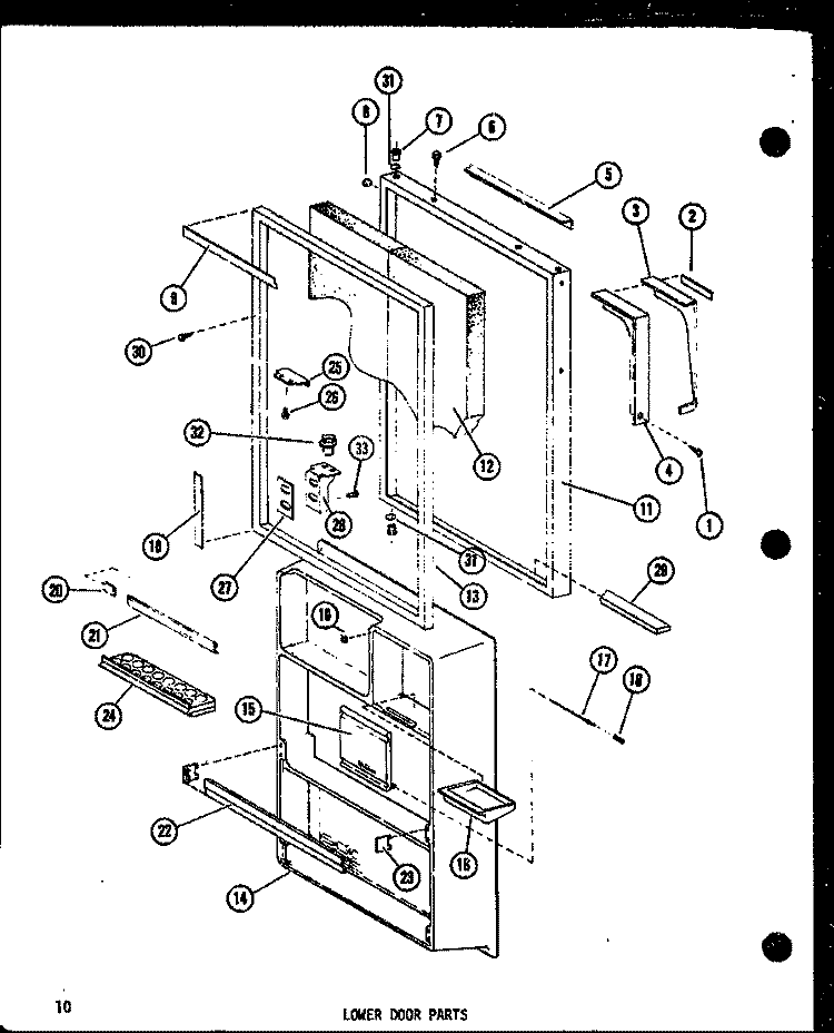 LOWER DOOR PARTS Diagram and Parts List for TC18E P7466014W Amana Refrigerator