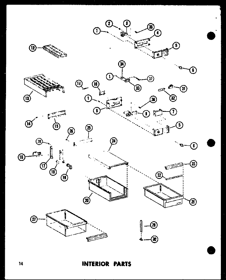 INTERIOR PARTS Diagram and Parts List for TC18E P7466014W Amana Refrigerator
