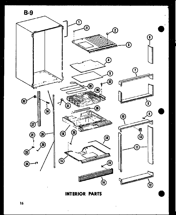 INTERIOR PARTS Diagram and Parts List for TC18E P7466014W Amana Refrigerator