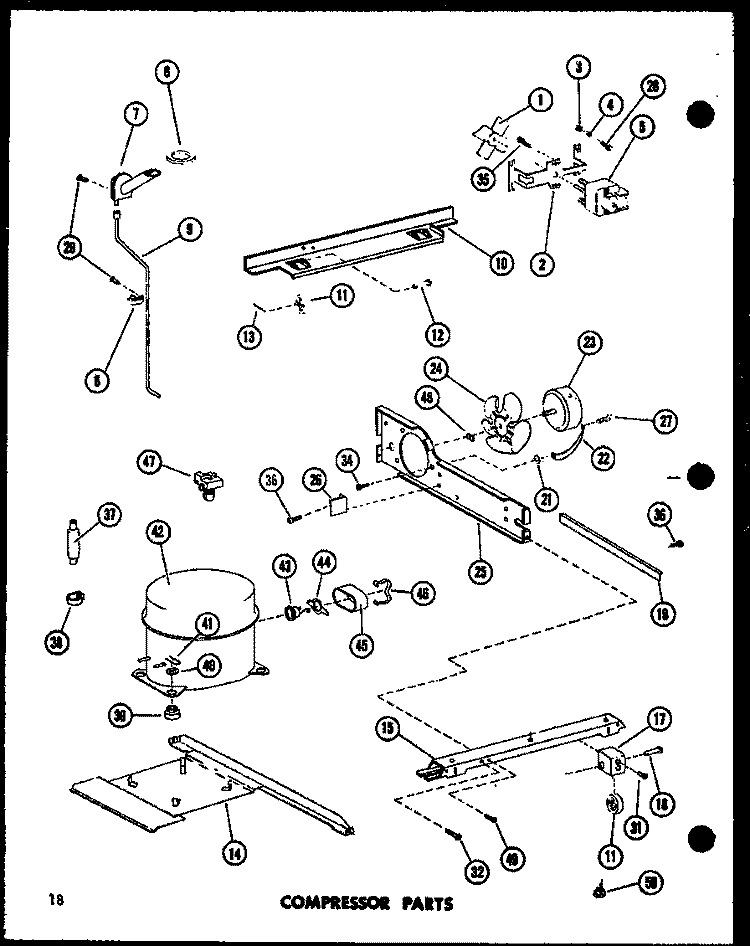 COMPRESSOR PARTS Diagram and Parts List for TC18E P7466014W Amana Refrigerator