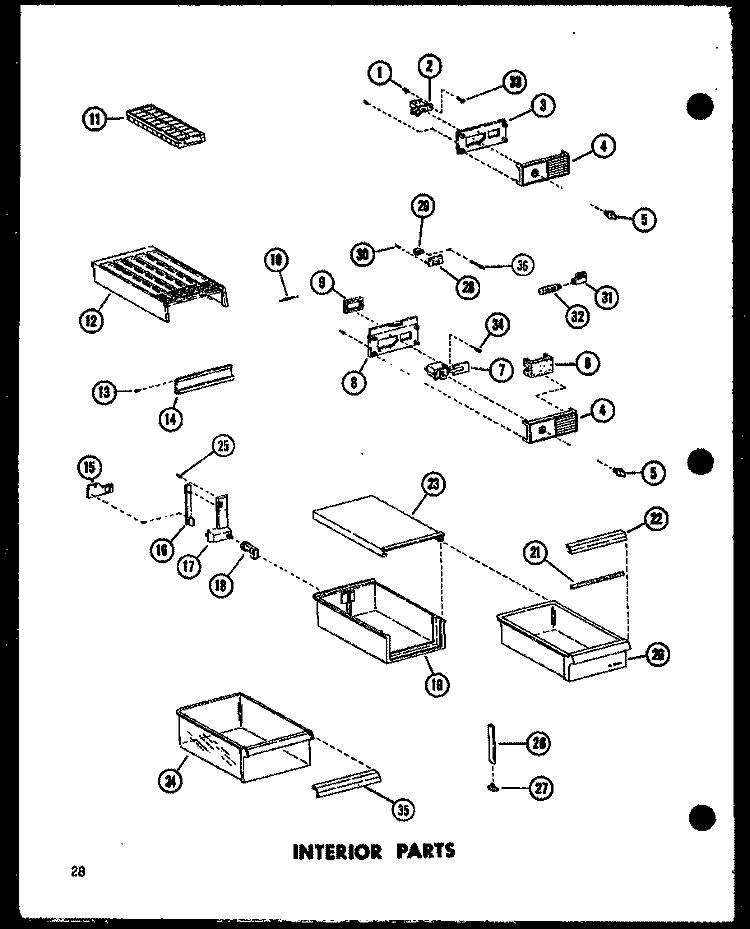 INTERIOR PARTS Diagram and Parts List for TC20EG P7466018W G Amana Refrigerator