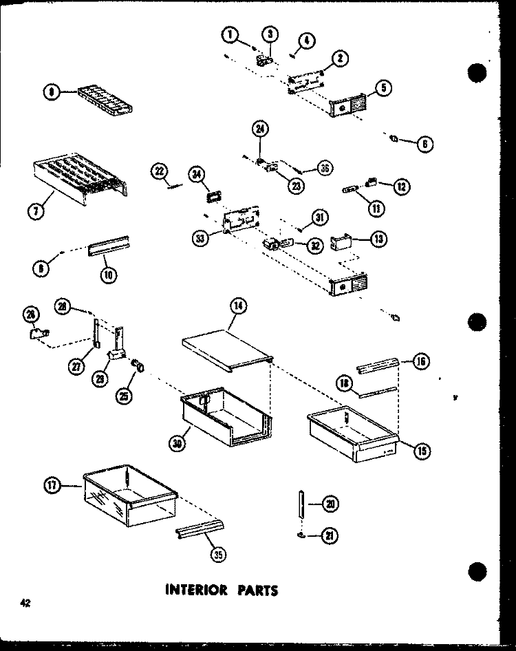 INTERIOR PARTS Diagram and Parts List for TD23EA P7466015W A Amana Refrigerator