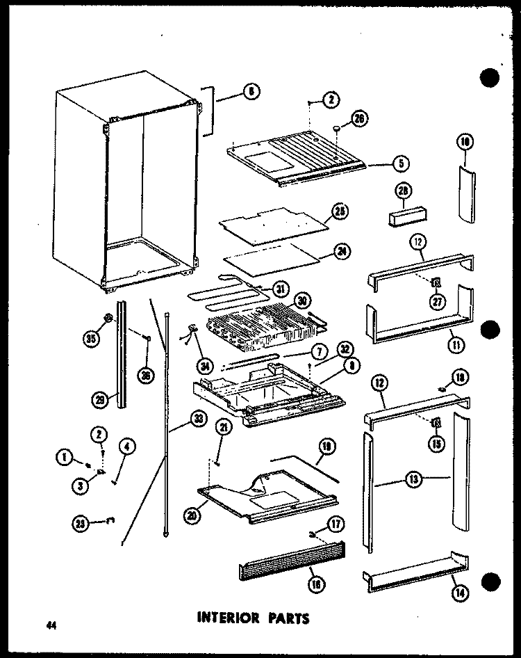 INTERIOR PARTS Diagram and Parts List for TD23EA P7466015W A Amana Refrigerator