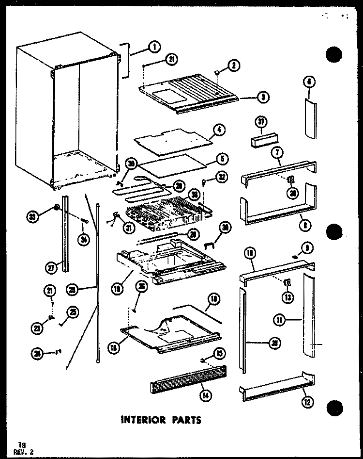 INTERIOR PARTS Diagram and Parts List for TD523E-C P7528801W C Amana Refrigerator