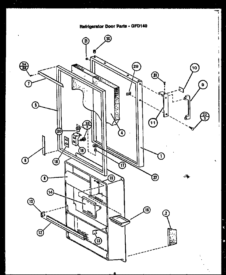 REF DOOR PARTS Diagram and Parts List for GFD140  Caloric Refrigerator