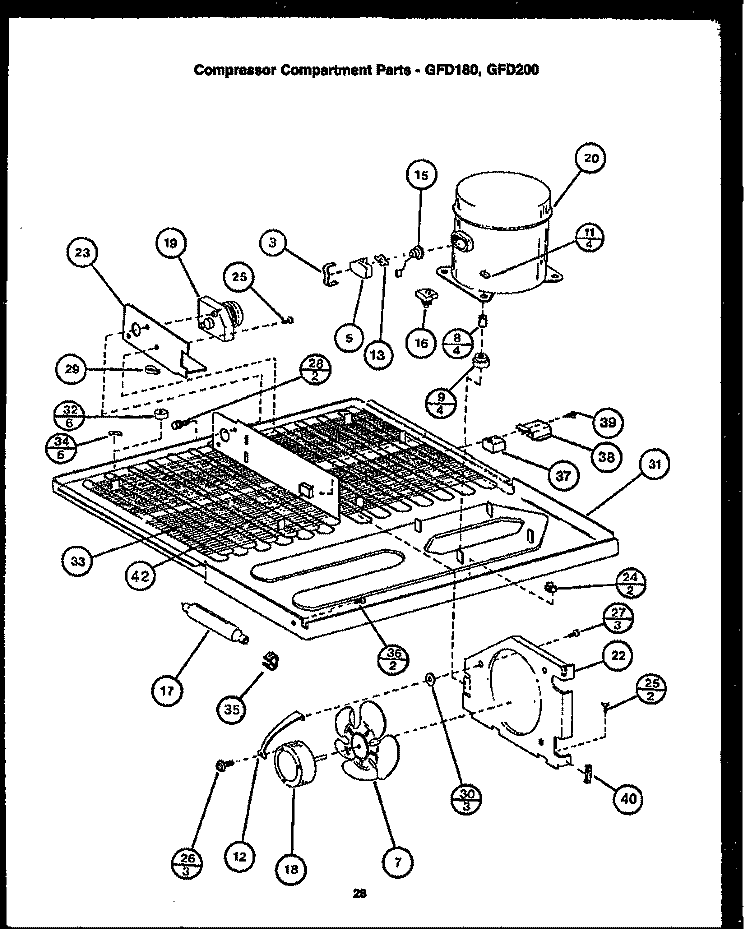 COMPRESSOR COMPARTMENT PARTS Diagram and Parts List for GFD180  Caloric Refrigerator