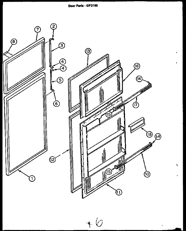 Page 1 Diagram and Parts List for GFD190-1W1 GFD19001W 1 Caloric Refrigerator