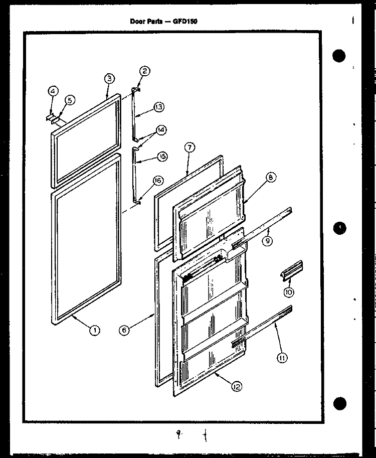 Page 1 Diagram and Parts List for GFD150  Caloric Refrigerator