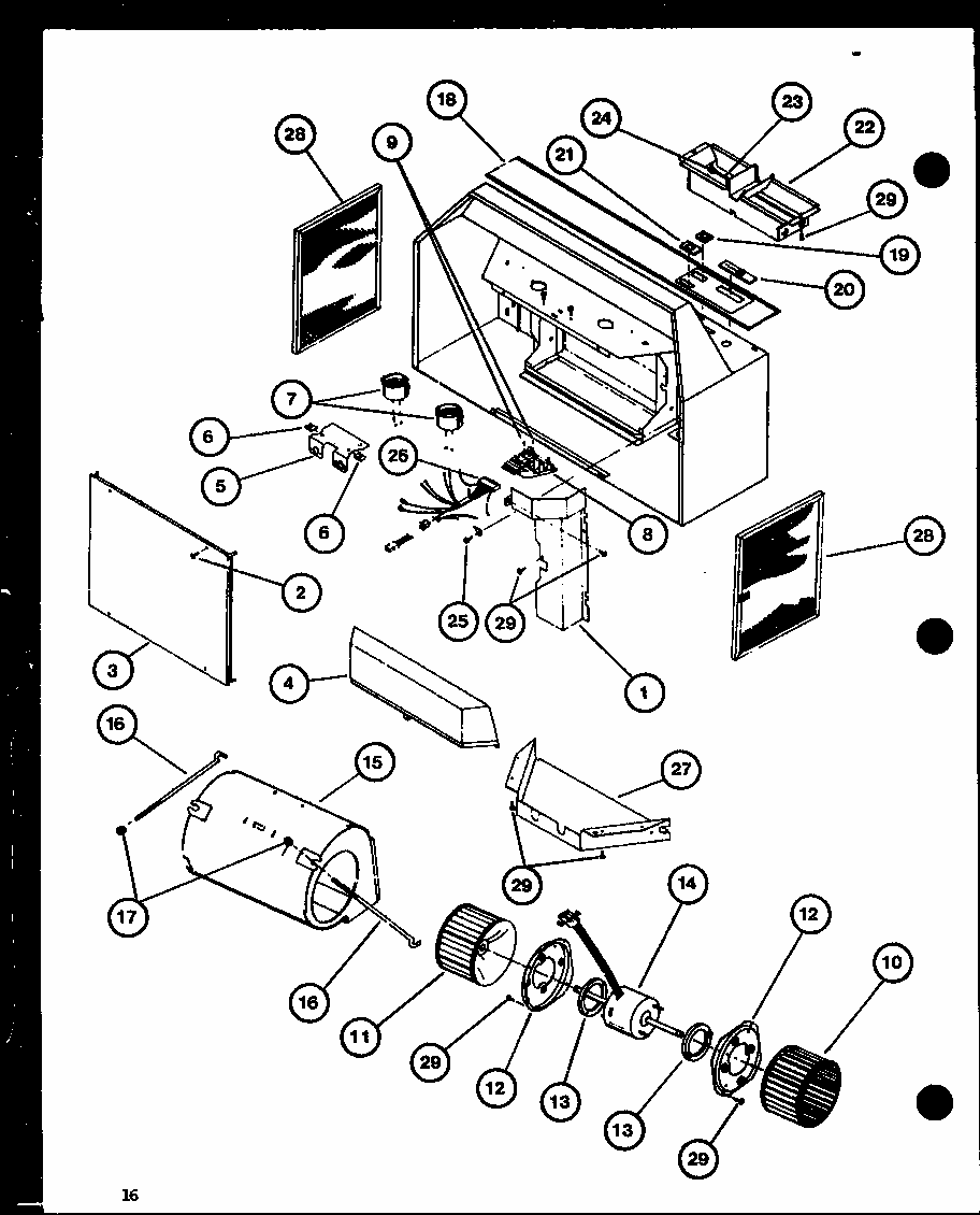 Deluxe Ducted Range Hood Diagram and Parts List for RVH-4C P85806-1S Amana Range Hood