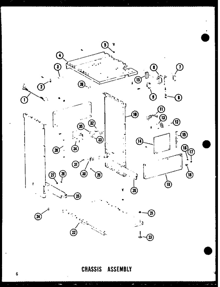 Chassis Assembly Diagram and Parts List for ESMC-1-AG P18011-15TG Amana Trash Compactor