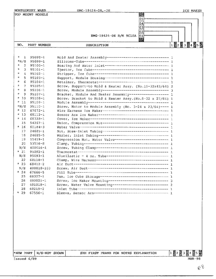 Ice Maker Page 2 Diagram and Parts List for 19424E  Admiral Refrigerator