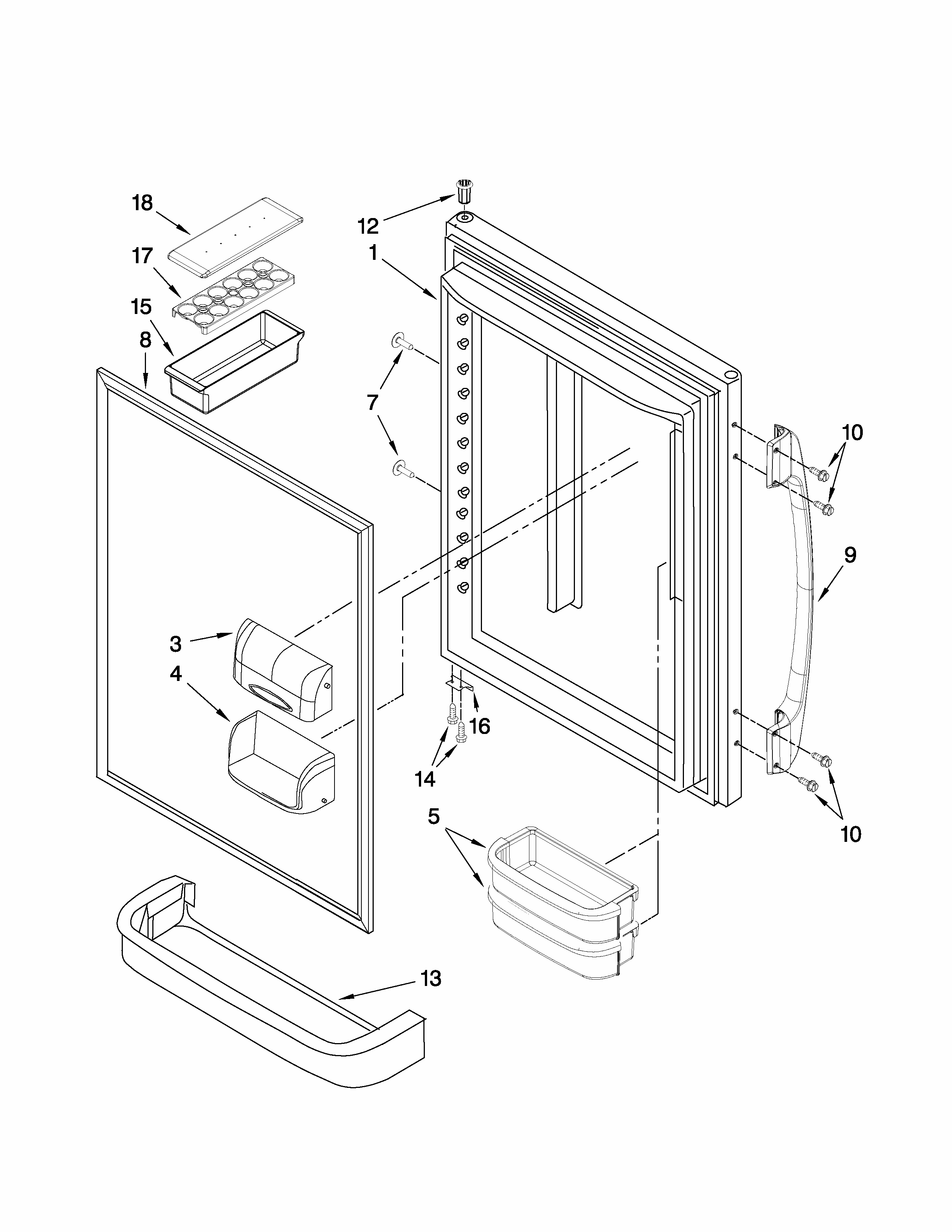 Refrigerator Door Parts Diagram and Parts List for GB6526FEAS5  Maytag Refrigerator