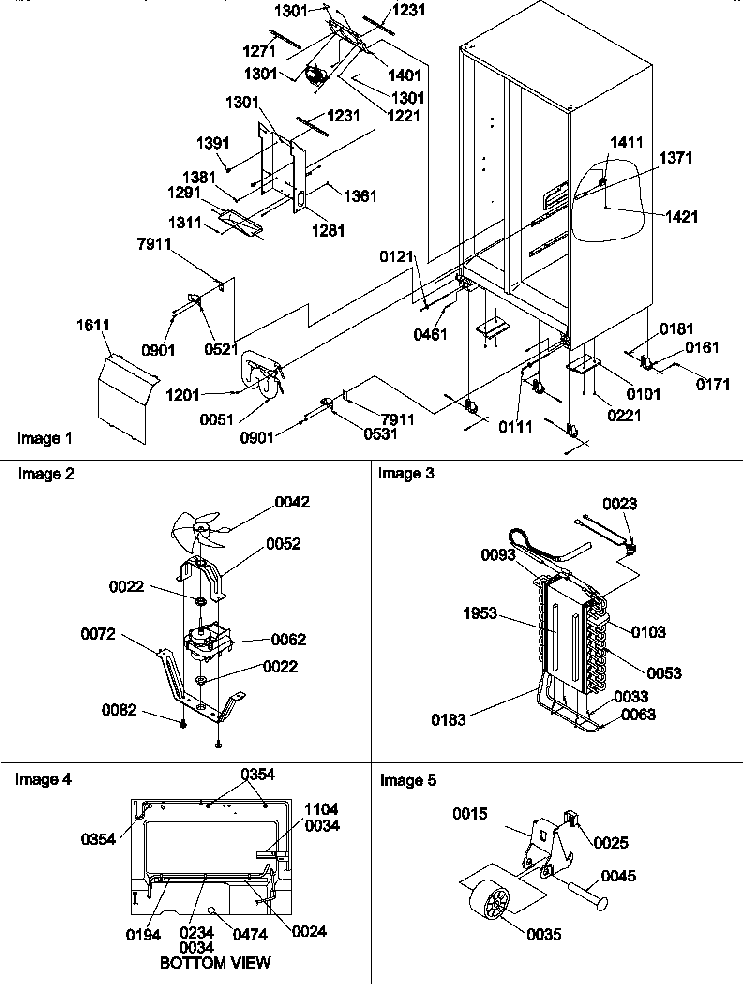 Drain Systems, Rollers, And Evaporator Assy Diagram and Parts List for SBDE522VW-P1320305WW  Amana Refrigerator