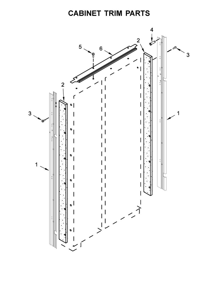 Cabinet Trim Parts Diagram and Parts List for JS48SSDUDE01  Jenn-Air Refrigerator