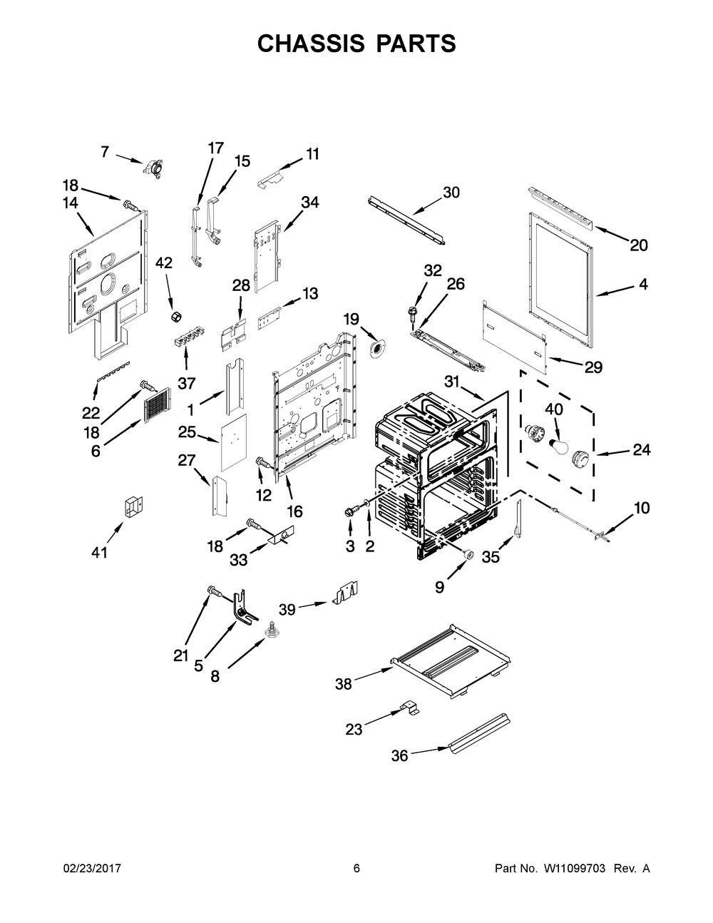 Chassis Parts Diagram and Parts List for YMET8820DS03  Maytag Cooktop