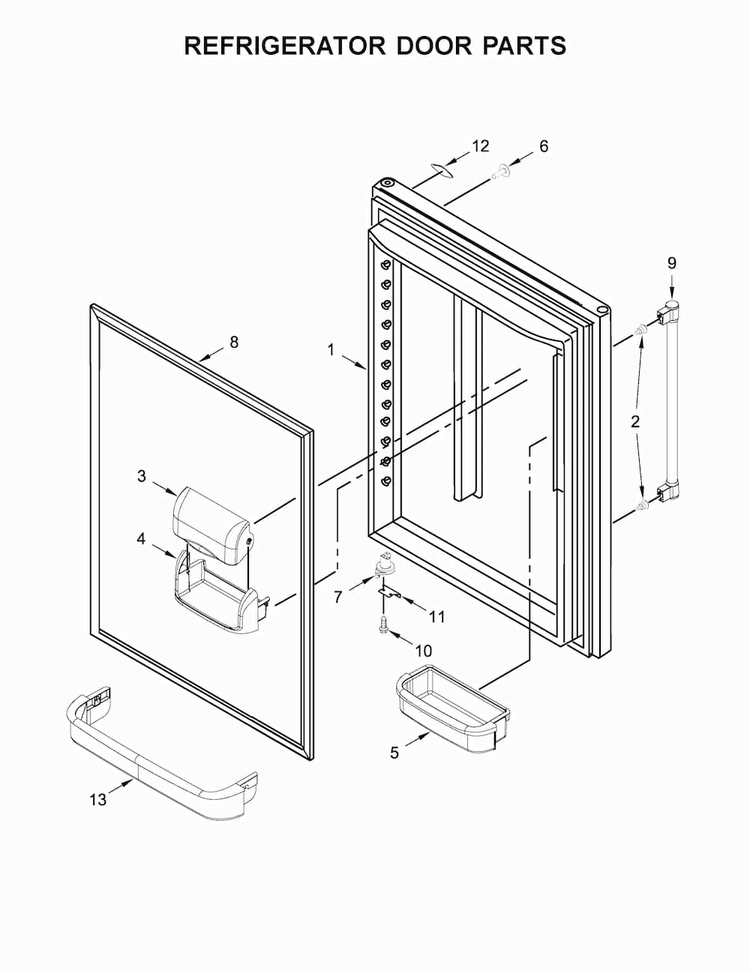 Refrigerator Door Parts Diagram and Parts List for MBF2258FEZ01  Maytag Refrigerator
