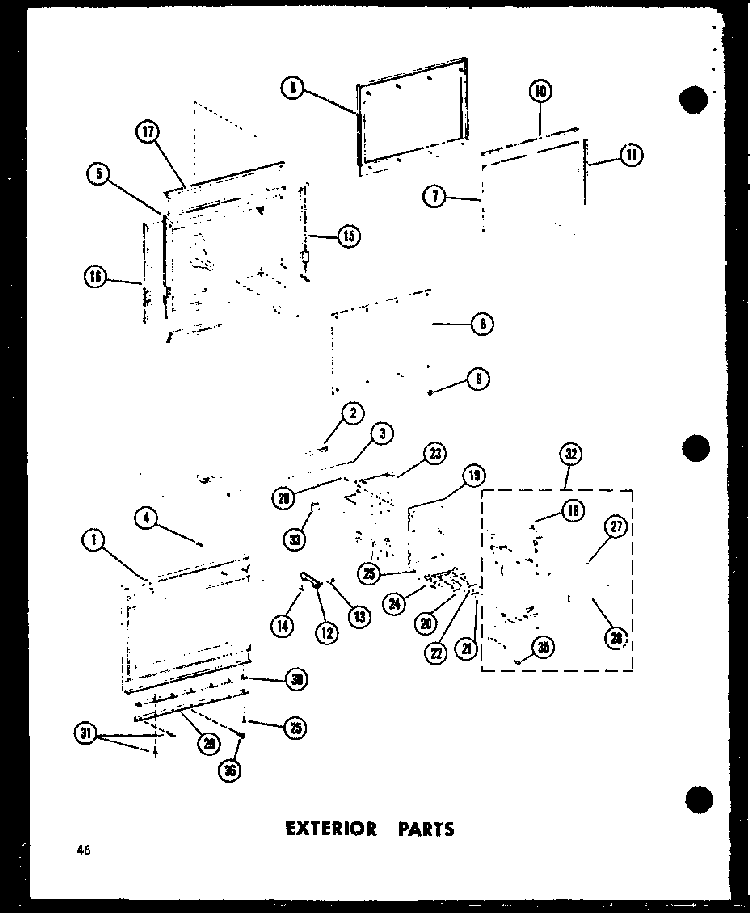 Exterior Parts Diagram and Parts List for RR6W P72110-2M Amana Microwave
