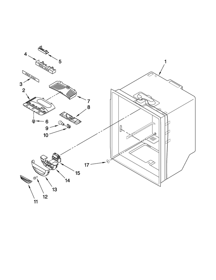 Refrigerator Liner Parts Diagram and Parts List for AB1924PEKS5  Amana Refrigerator