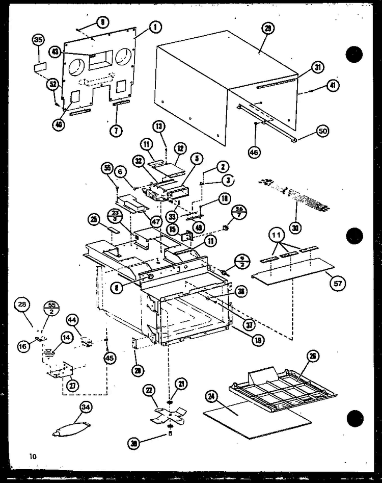 Outer Case Diagram and Parts List for RC-14SD-1 P75750-7M Amana Microwave