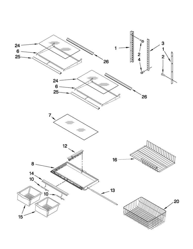 Shelf Parts Diagram and Parts List for ABB1921WEW2  Amana Refrigerator