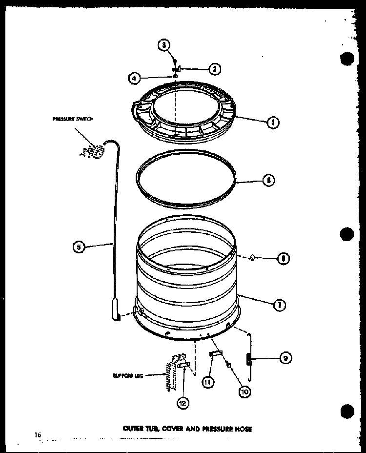 Outer Tub Diagram and Parts List for TAA400 P77040-2W Amana Washer