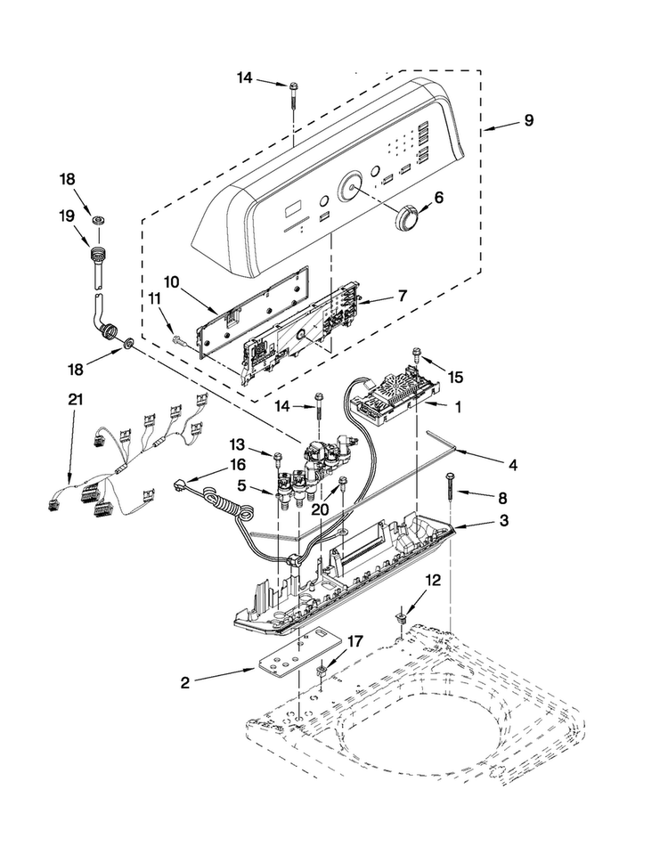 Control Panel Parts Diagram and Parts List for MVWB300WQ2  Maytag Washer