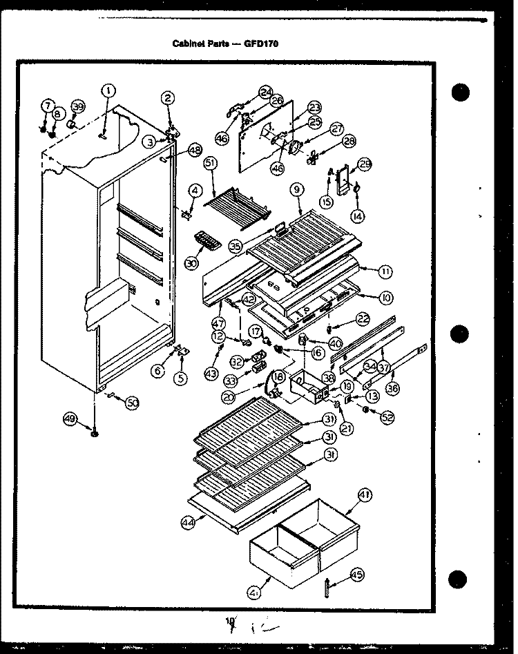 CABINET PARTS Diagram and Parts List for GFD170  Caloric Refrigerator