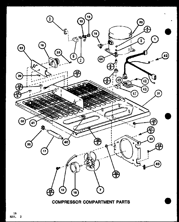 COMPRESSOR COMPARTMENT PARTS Diagram and Parts List for TR16K P7791122W Amana Refrigerator