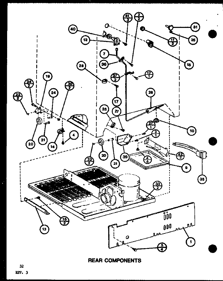 REAR COMPONENTS Diagram and Parts List for TR18K P7791126W Amana Refrigerator