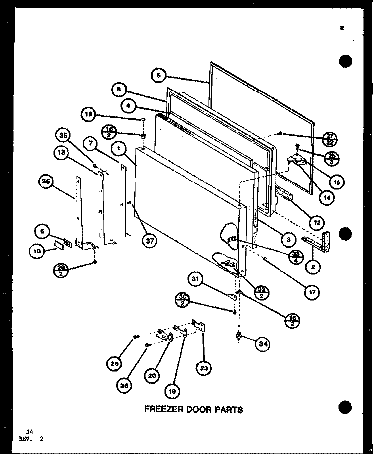 FZ DOOR PARTS Diagram and Parts List for TR20K P7791130W Amana Refrigerator