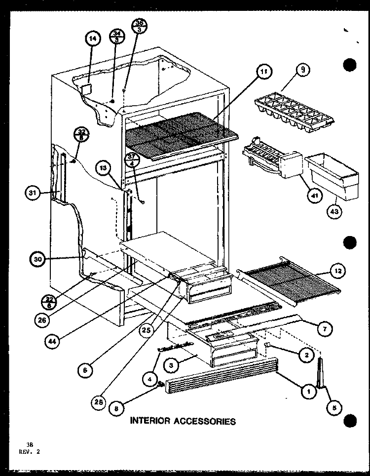 INTERIOR ACCESSORIES Diagram and Parts List for TR20K P7791130W Amana Refrigerator