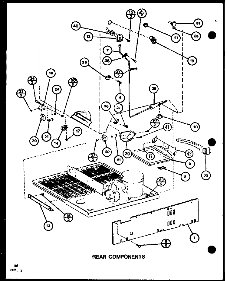 REAR COMPONENTS Diagram and Parts List for TR20K P7791130W Amana Refrigerator