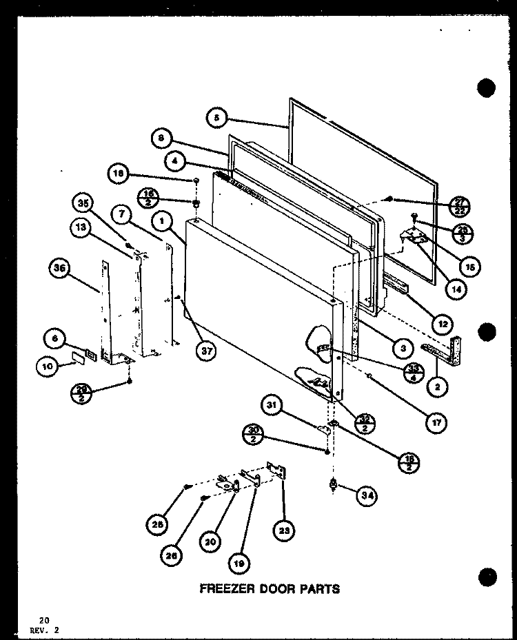 FZ DOOR PARTS Diagram and Parts List for TCI20K P7803218W Amana Refrigerator