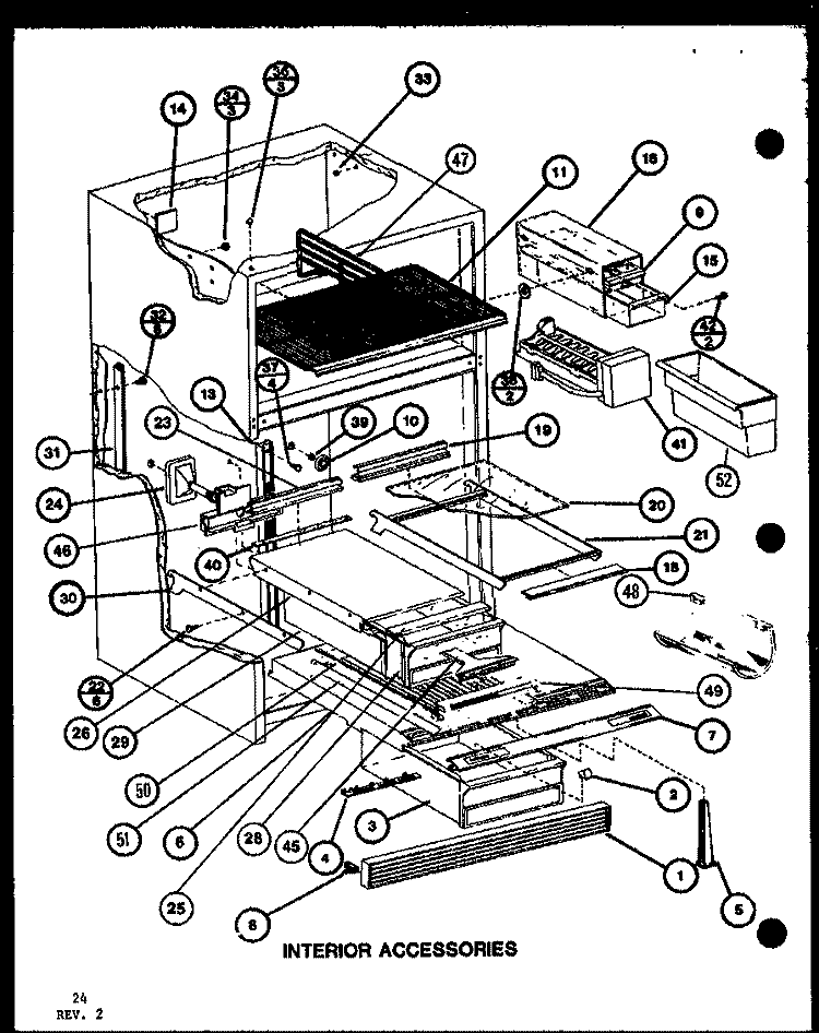 INTERIOR ACCESSORIES Diagram and Parts List for TCI20K P7803218W Amana Refrigerator