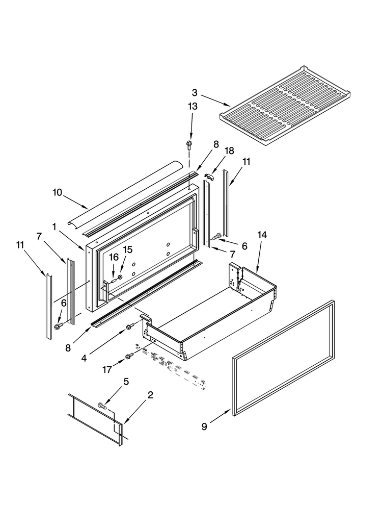 Freezer Door And Basket Parts Diagram and Parts List for JF42CXFXDB00  Jenn-Air Refrigerator