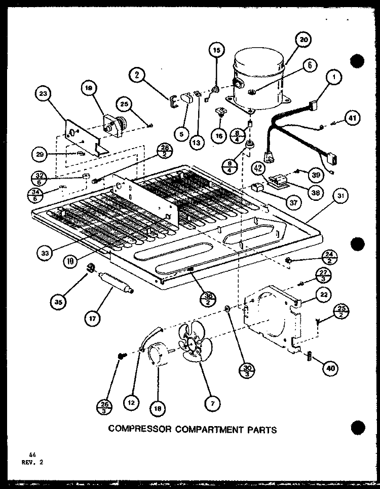 COMPRESSOR COMPARTMENT PARTS Diagram and Parts List for TC22K P7859203W Amana Refrigerator