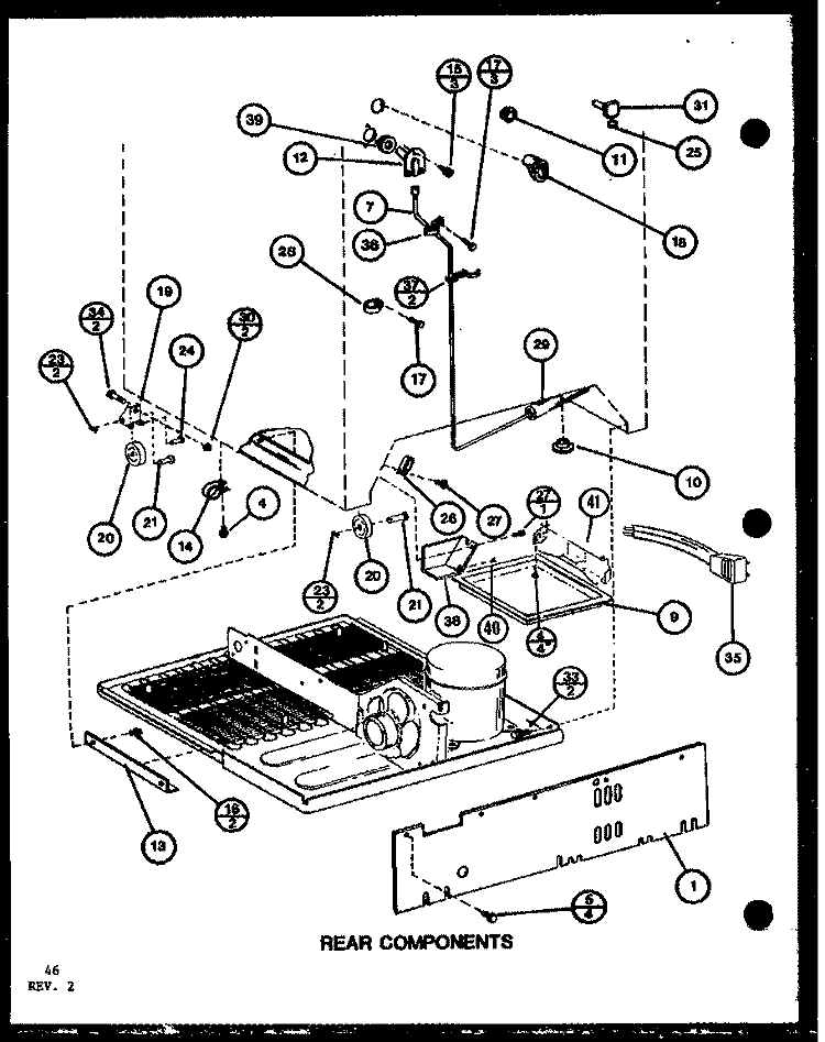 REAR COMPONENTS Diagram and Parts List for TC22K P7859203W Amana Refrigerator