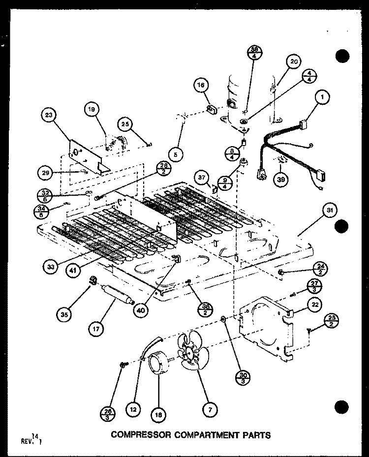 COMPRESSOR COMPARTMENT PARTS Diagram and Parts List for TM16SPG P7651212W Amana Refrigerator